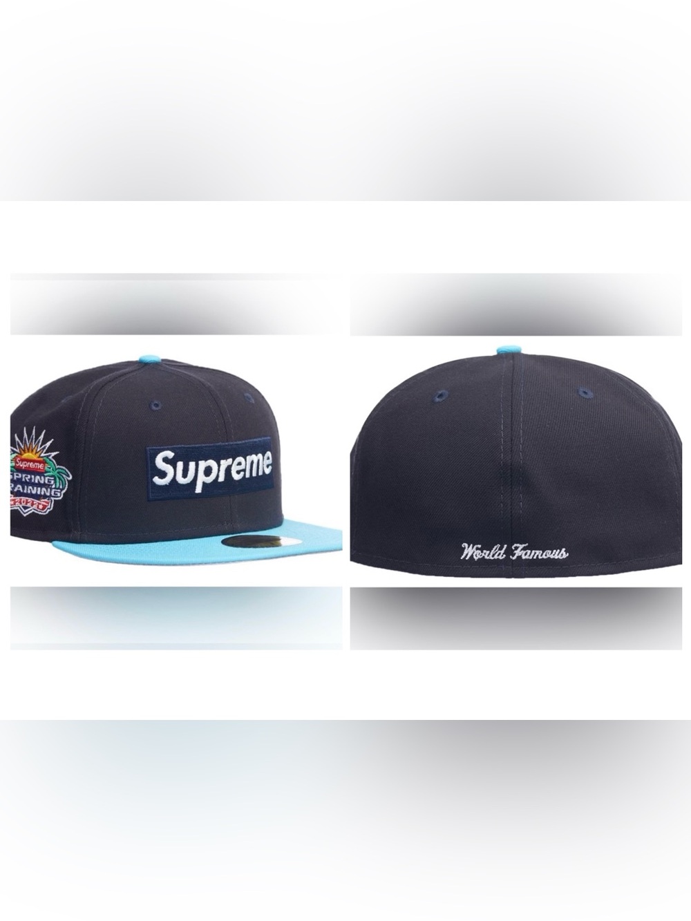 Supreme Hat Blue New Era Two-Tone Box Logo Fitted Baseball Cap Size 7 1/4 NWT